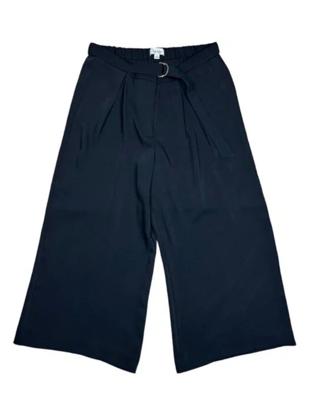 Nicole Miller Black Wide Leg Cropped Pants High Rise Pleated Small NWOT